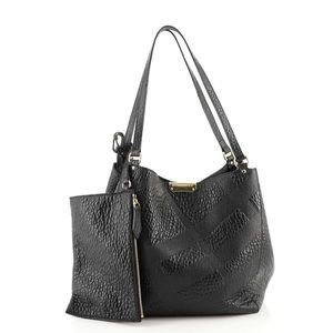 Authentic Burberry black leather Embossed Canterbury Tote